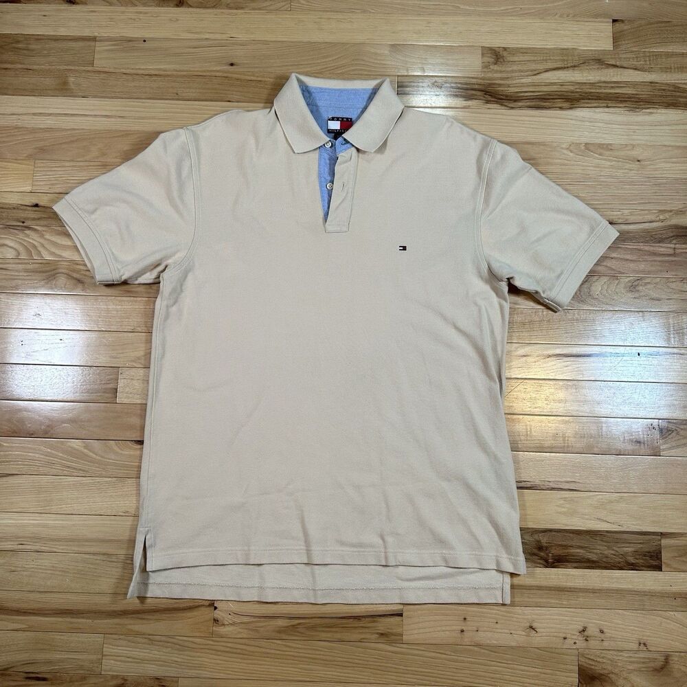 Tommy Hilfiger Men's Classic Fit Light Yellow All Cotton Mesh Polo Shirt Large